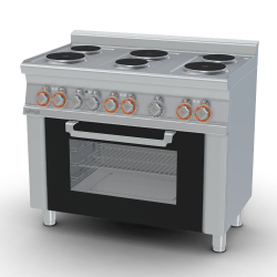   TŰZHELY, elektromos, 6 zónás, körlapos, statikus és grill sütővel