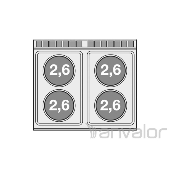 TŰZHELY, elektromos, 4 zónás, körlap, légkeveréses sütővel, GN1/1
