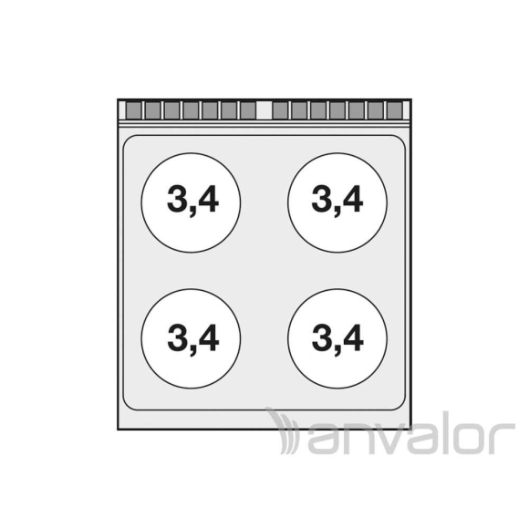 TŰZHELY, elektromos, 4 zónás, üvegkerámia, légkeveréses sütővel, GN1/1, 18,9 kW