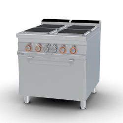   TŰZHELY, elektromos, 4 szögletes zóna, légkeveréses sütővel, GN1/1, 21,32 kW