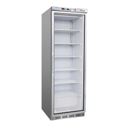   MÉLYHŰTŐSZEKRÉNY, 400 literes, palásthűtéses, üvegajtóval, rozsdamentes
