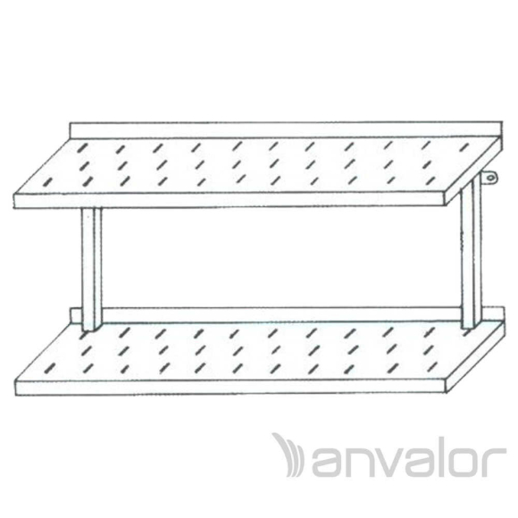 FALI POLC, 2 szintes, perforált,  1200x300 mm