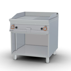   ROSTLAP, gázüzemű, keménykrómozott, sima és bordázott felületű, 2 zónás, nyitott tárolóval,  18,0 kW