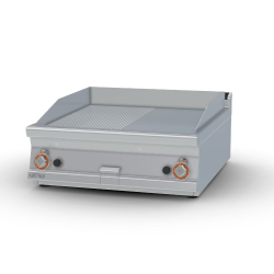   ROSTLAP, gázüzemű, keménykrómozott, sima és bordázott felületű, asztali, 2 zónás, 18 kW