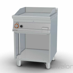   ROSTLAP, gázüzemű, keménykrómozott, bordázott felületű, álló, 1 zónás, nyitott tárolóval, 10,5 kW