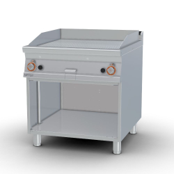   ROSTLAP, gázüzemű, keménykrómozott, bordázott felületű, álló, 2 zónás, nyitott tárolóval, 18 kW