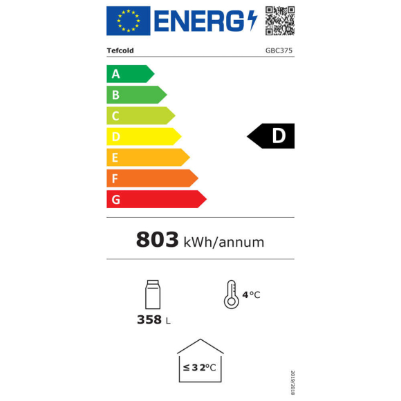 HŰTŐVITRIN, 372 literes, üvegajtós