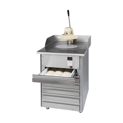   PIZZATÉSZTA FORMÁZÓ PRÉS, FÉLAUTOMATA, ROZSDAMENTES ACÉL SZEKRÉNYBE BEÉPÍTETT - PIZZARELLA