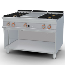   TŰZHELY, gázüzemű, 1 zónás francia lappal, 4 égőfejjel, nyitott tárolóval, 35 kW