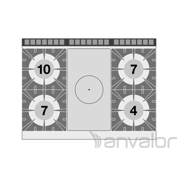 TŰZHELY, gázüzemű, 1 zónás francia lappal, 4 égőfejjel, gázüzemű statikus sütővel, 48 kW