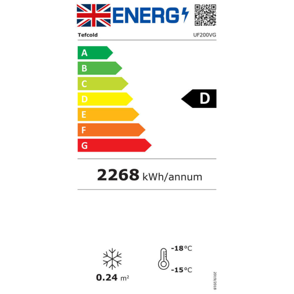 FAGYASZTÓVITRIN, 200 literes, üvegajtós, ventilációs, fehér