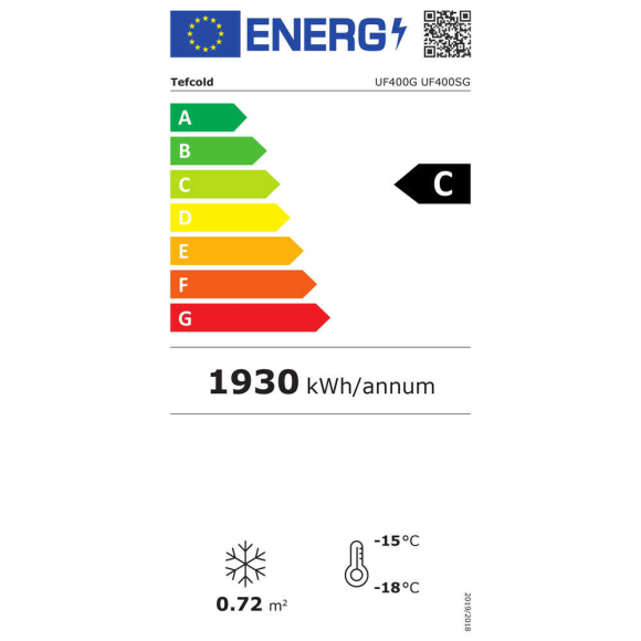 FAGYASZTÓVITRIN, 400 literes, üvegajtós, ventilációs