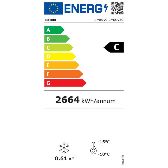 FAGYASZTÓVITRIN, 400 literes, üvegajtós, ventilációs